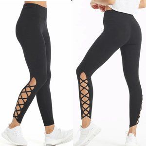 Hard Tail Forever White "X" Side Ankle Cut Out Legging L High Rise Activewear